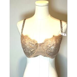 NWT Victorias Secret Vintage Unlined Lace Bra Sparkle Straps Womans Size 36D